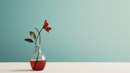 Canvas Print - Minimalist image of a single flower in a vase, signifying growth, beauty, and the need for self-evaluation