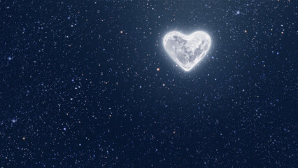 Wall Mural - moon heart-shaped shines over sea on valentine's day