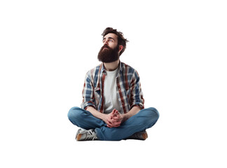 Wall Mural - Bearded man sits. Searching for answers. Waiting for help