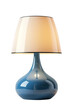 © EvaMur - The table lamp is white with a blue stand, modern, fashionable, highlighted on a transparent background.