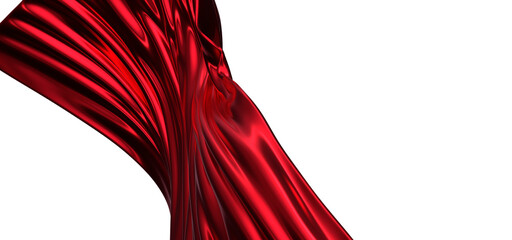 Poster - Abstract red cloth falling. Satin fabric flying in the wind