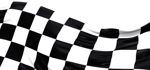 Wall Mural - Wavy racing checkered flag with diagonal folds. Realistic 3d render