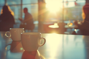 Coffee cups in an office with an important meeting