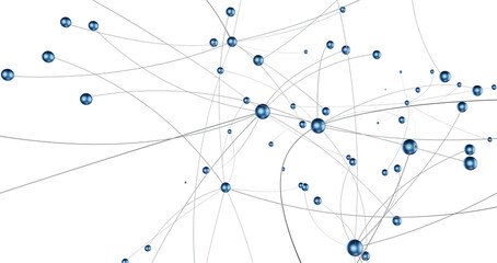 Leinwandbilder - Gene lines and nodes, biological gene structure, 3d rendering.