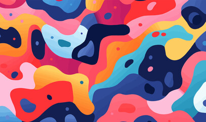 Wall Mural - Colorful seamless wallpaper with bright colored abstract shapes, minimalist vector illustration