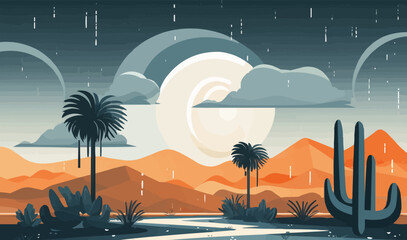 Wall Mural - Monsoon Season vector flat minimalistic isolated vector style illustration