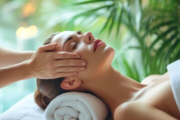 Wall Mural - young woman getting spa treatment