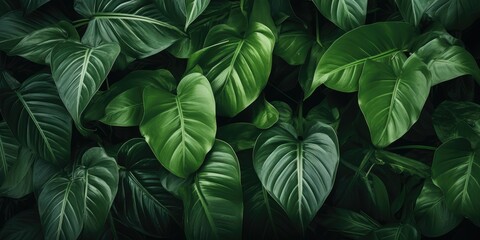  Tropical green leaves background