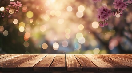 Canvas Print - a wooden table with blurry background