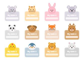  Name tags, school labels, name cards, stickers for kids, toddlers, baby. Kids clothes stickers, lunchbox tag with cute animals. Animals shaped classroom labels, memo pad, markers for school stationery