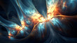 abstract fractal background with stars,,
An abstract image of a butterfly with blue and orange lights

