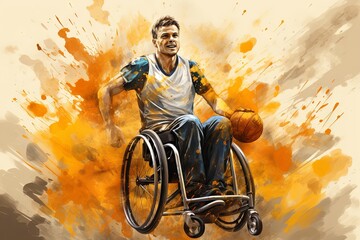 Wall Mural - Paralympic basketball player. Olympic Games in Paris 2024.