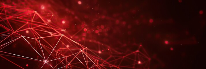 Abstract red network connections on a dark background