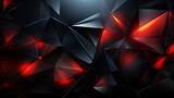 Fototapeta Przestrzenne - Low-poly dark waving surface with glowing light 3D abstract background. Seamlessly.