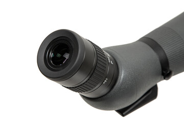 Wall Mural - Modern spyglass. Long-range observation device. Monocular isolate on a white back