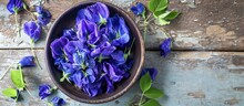Butterfly Pea, Also Known As Blue Pea Or Clitoria Ternatea, Is A Natural And Organic Plant Used For Tea, Beverages, And Cosmetics.