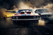 © Nomad_Soul - Vintage classic muscle sport cars participating in speed racing. Generative AI