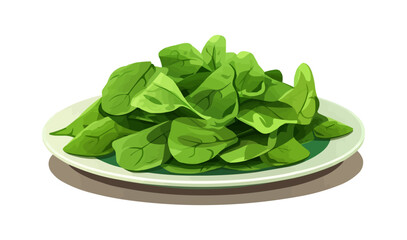 Wall Mural - slices of Spinach on plate vector flat isolated vector style illustration