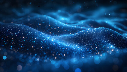 Wall Mural - a dark blue abstract background featuring a glow particle effect. the image includes abstract blue l