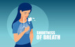 Shortness of breath and chronic pulmonary disease, vector of a woman with breathing difficulties