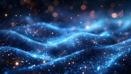 Wall Mural - a dark blue abstract background featuring a glow particle effect. the image includes abstract blue l