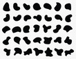 Random blob shapes. Organic blobs set. Rounded abstract organic shapes collection. Shapes of cube, pebble, inkblot, amoeba, drops and stone silhouettes. 123