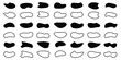 Abstract fluid blob shapes vector set. Paint liquid black blotch shapes. Amoeba blob shape in modern style,  Random shapes. Organic black blobs of irregular shape. Abstract blotch, inkblot and pebble