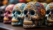 Mexican culture celebrates Day of the Dead with colorful skulls generated by AI