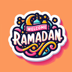 Poster - welcome ramadan sticker template greeting layout art