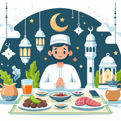 Poster - welcome ramadan sticker template greeting layout illustration