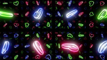 Wall Mural - Heart Neon love space glowing fluorescent lights stage CG background