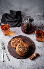 Wall Mural - Cinnamon roll buns in a plate