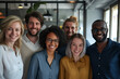 Group of diverse business people smiling happily in an office portrait