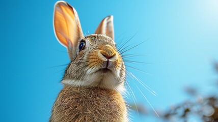 Wall Mural - A sweet bunny looks curious