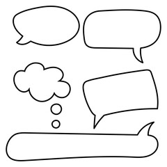 Canvas Print - Vector set of hand drawn speech bubbles. Doodle style speaking bubbles isolated on white background.