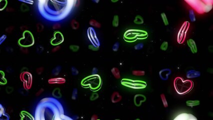 Wall Mural - Heart Neon love space glowing fluorescent lights stage CG background