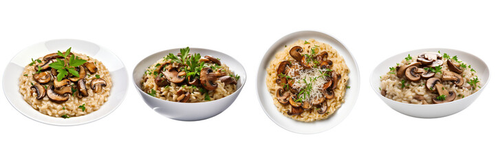 Set of a Mushroom Risotto Isolated on a Transparent Background