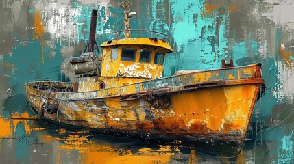 Poster - Painting of an old boat.