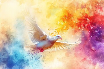 Poster - Painting of Holy Spirit like white dove.