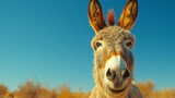 Fototapeta Big Ben - The cute donkey looks curiously