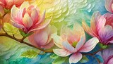 Fototapeta  - Kolorowe tło z kwiatami magnolii