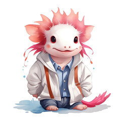 graphics of a little pink axolotl