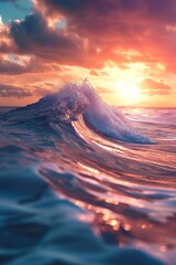 Wall Mural - realistic shot of a small lonely wave on the vast ocean