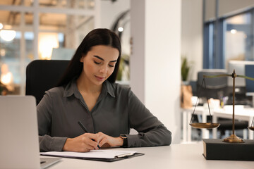 Sticker - Portrait of confident lawyer working at table in office