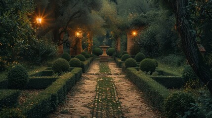 Wall Mural - A pathway in the middle of a lush green park