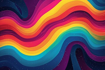 Poster - Vibrant strip rainbow colorful effervescent swirls, motley curves coming out. Neon circle animation. Abstract lgbtqia2s+ wallpaper gradient pattern. gradient waves spirals background