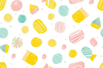 Wall Mural - Seamless Pastel Candy Pattern on Transparent