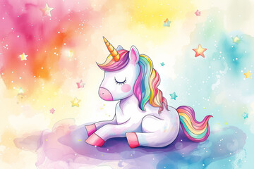 Poster - Rainbow Unicorn. Background with selective focus and copy space