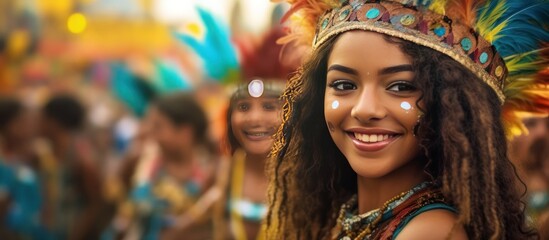 Young women in costume enjoying the brazilians carnival