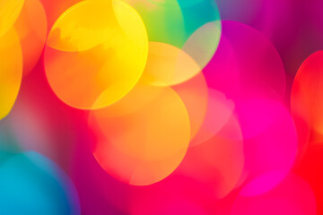 abstract colorful bokeh background with bright circles.